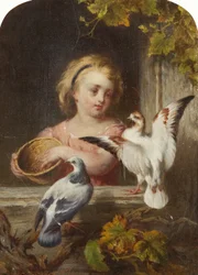 Girl Feeding Pigeons